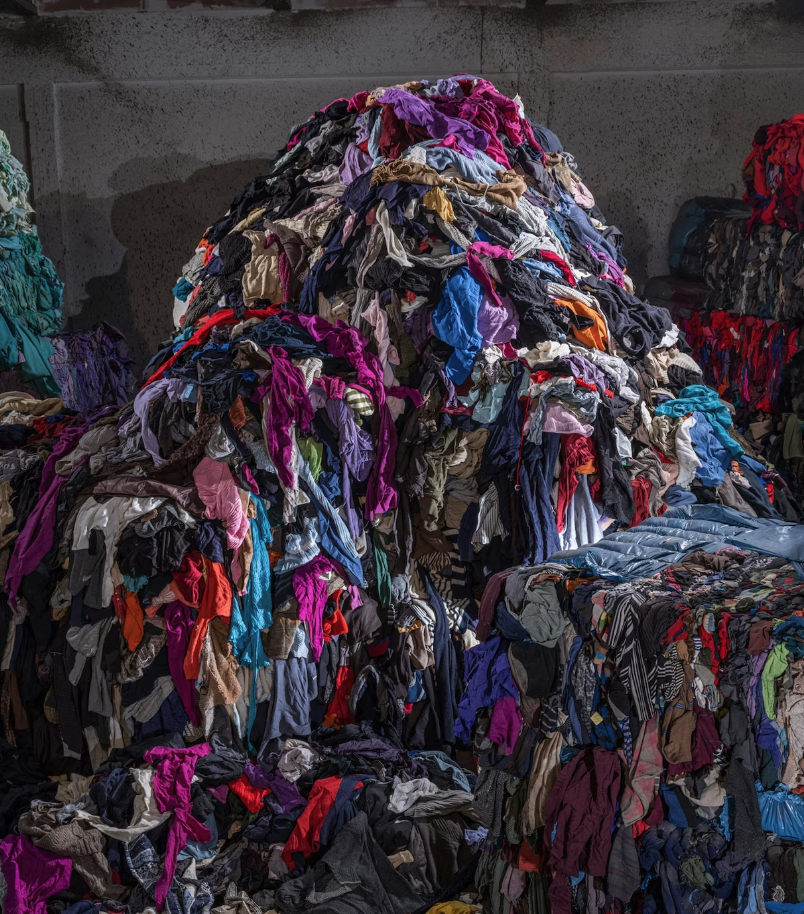 A stack of discarded textiles